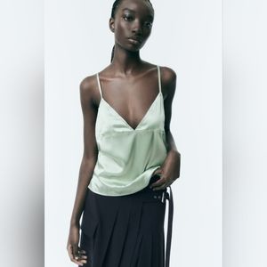 MIXED KNIT CAMISOLE/Satin